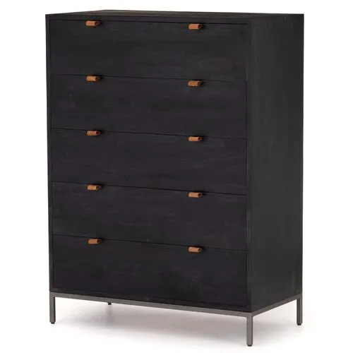 Justina 5-Drawer Tall Dresser - Black Wash Poplar