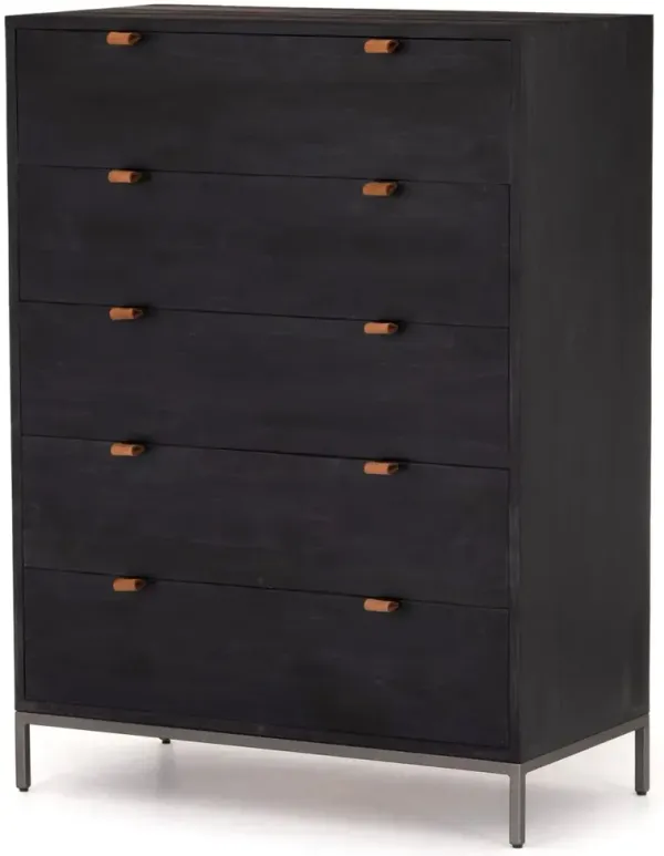 Justina 5-Drawer Tall Dresser, Black Wash Poplar