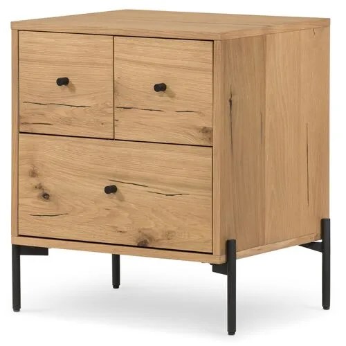 Meena Nightstand - Light Oak/Black