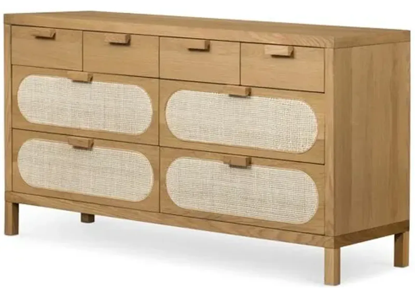 Willa 8-Drawer Cane Dresser - Honey Oak - Brown