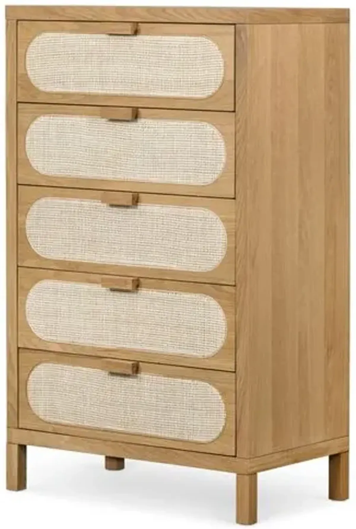 Willa 5-Drawer Cane Dresser - Honey Oak - Brown