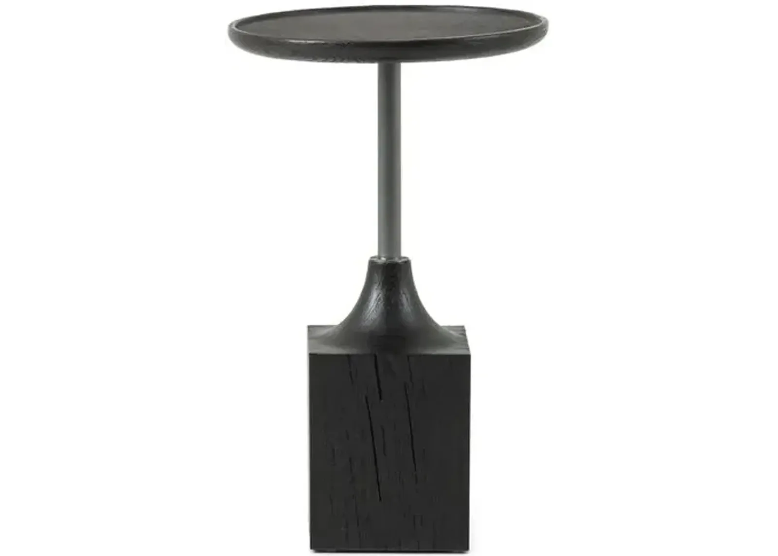 Elle Oak End Table - Ebony/Brushed Gunmetal