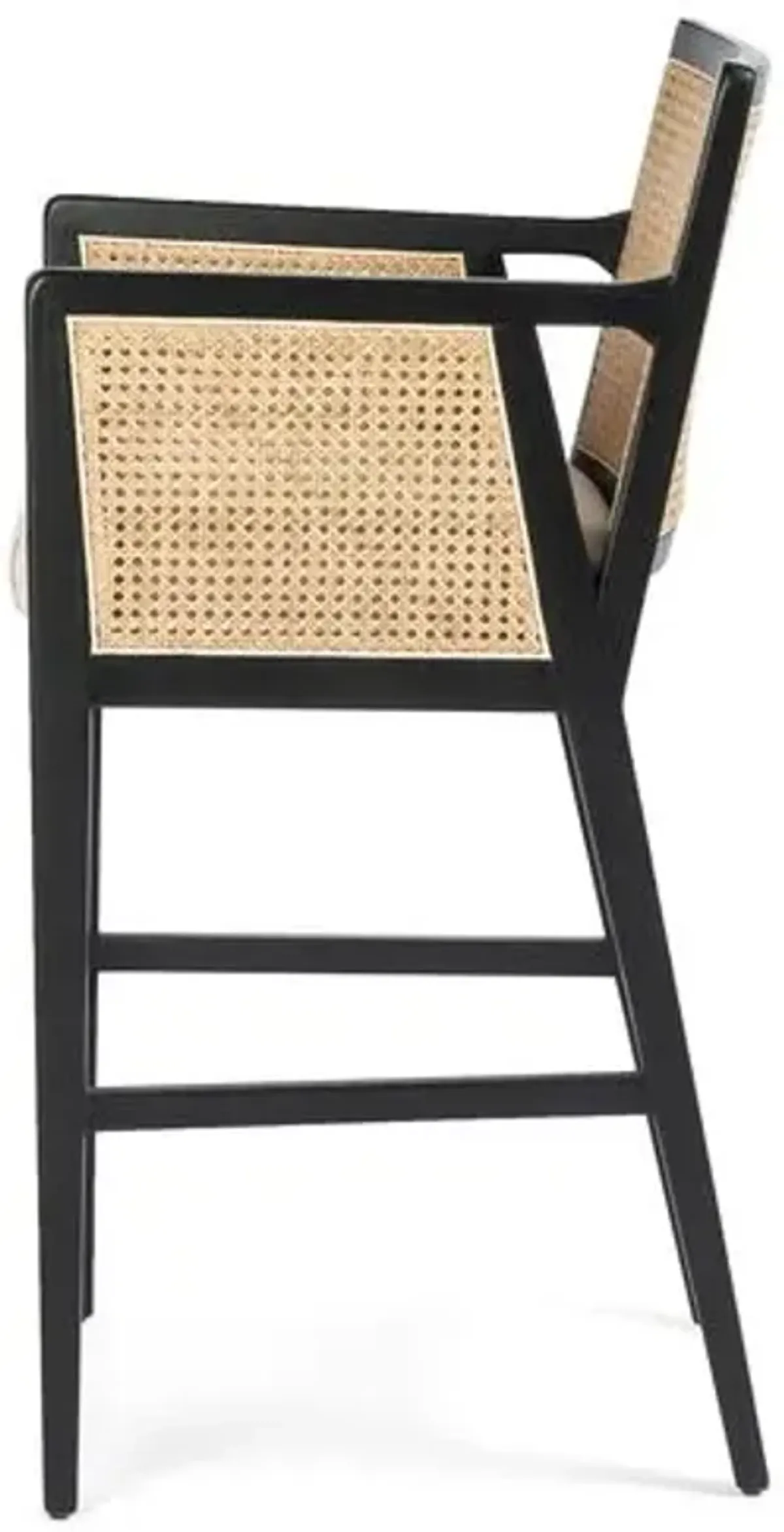 Aimee Cane Bar Stool - Ebony/Flax - Ivory