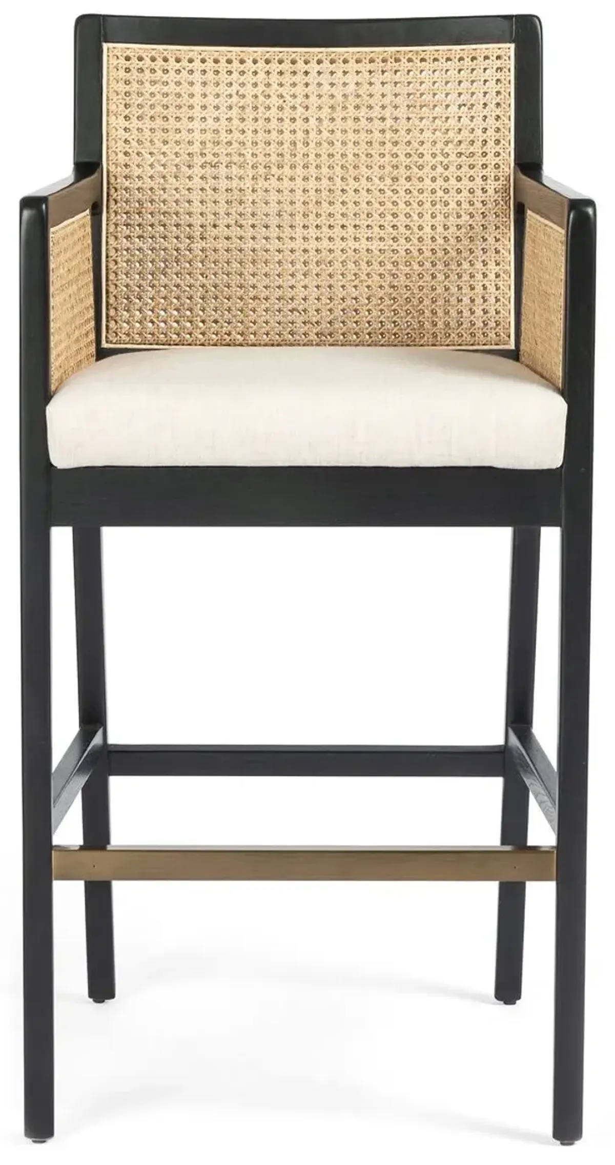 Aimee Cane Bar Stool, Ebony/Flax