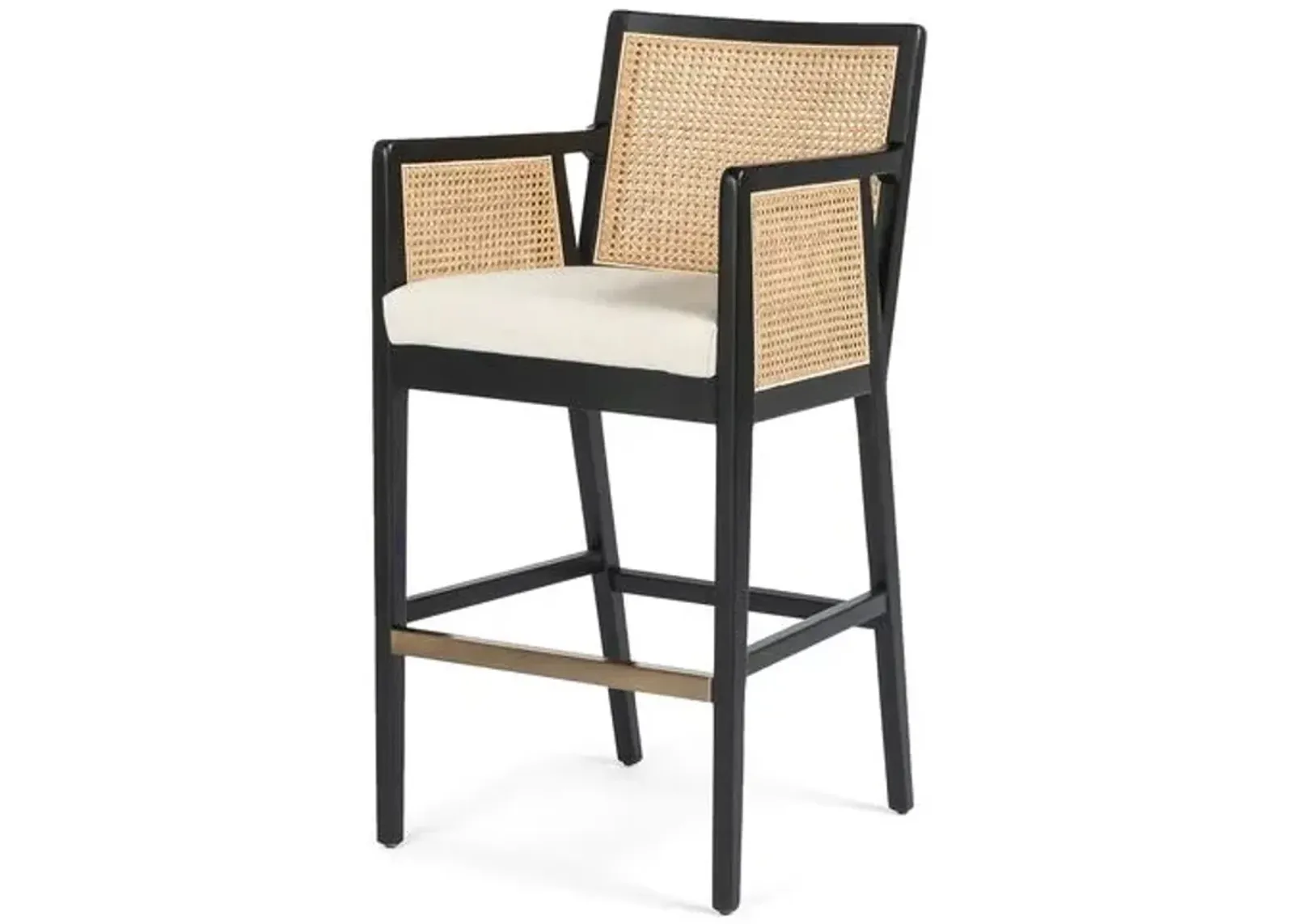 Aimee Cane Bar Stool - Ebony/Flax - Ivory