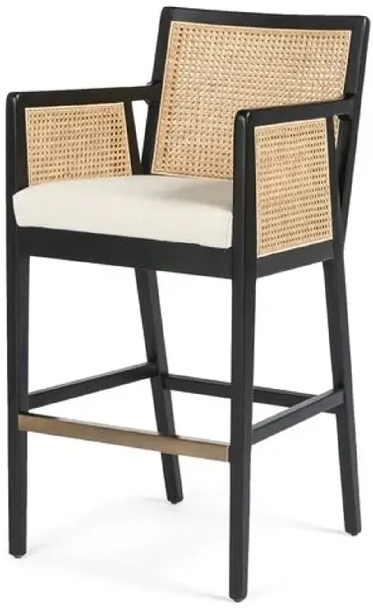 Aimee Cane Bar Stool - Ebony/Flax - Ivory