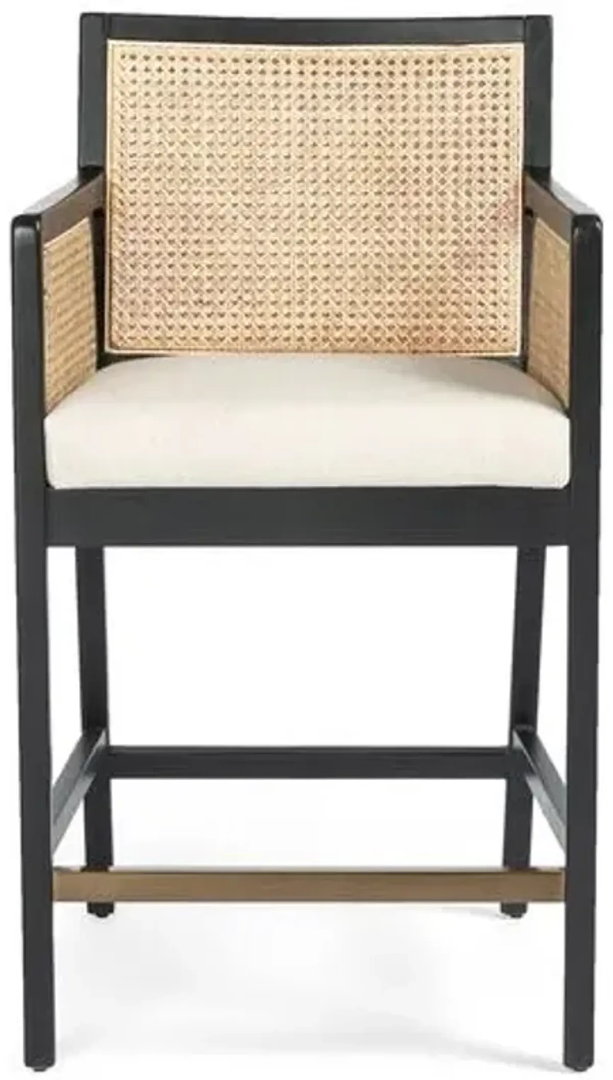 Aimee Cane Counter Stool - Ebony/Flax