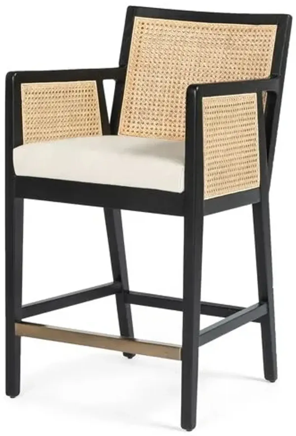 Aimee Cane Counter Stool - Ebony/Flax