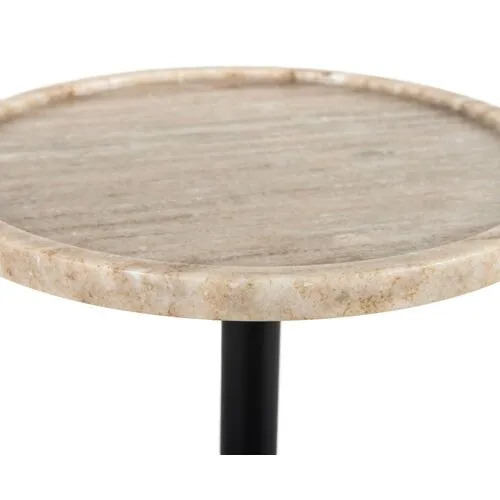 Davis Marble Accent Table - Ivory/Black - 18.75H x 10W x 10D in