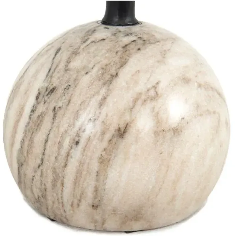 Davis Marble Accent Table - Ivory/Black - 18.75H x 10W x 10D in