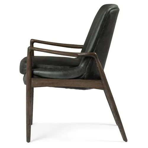 Lauren Arm Chair - Smoke Leather - Black