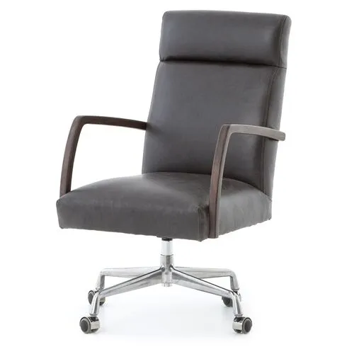Cullen Desk Chair - Sapphire Leather - Black