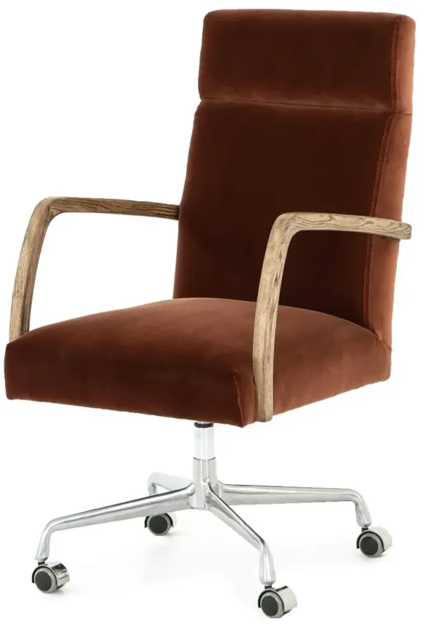 Cullen Desk Chair, Burnt Auburn Velvet