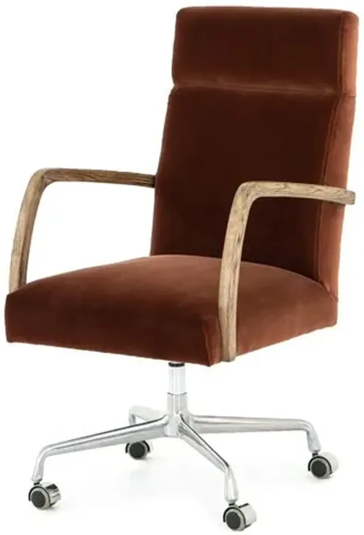 Cullen Desk Chair - Burnt Auburn Velvet - Brown