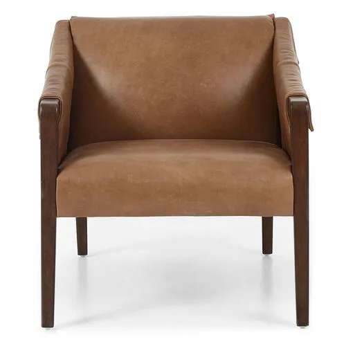 Colby Accent Chair - Almond Leather, Comfortable, Durable