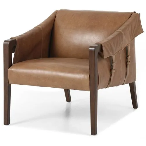 Colby Accent Chair - Almond Leather, Comfortable, Durable