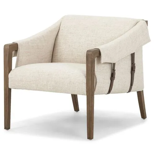 Colby Accent Chair - Distressed Natural - Beige, Comfortable, Durable