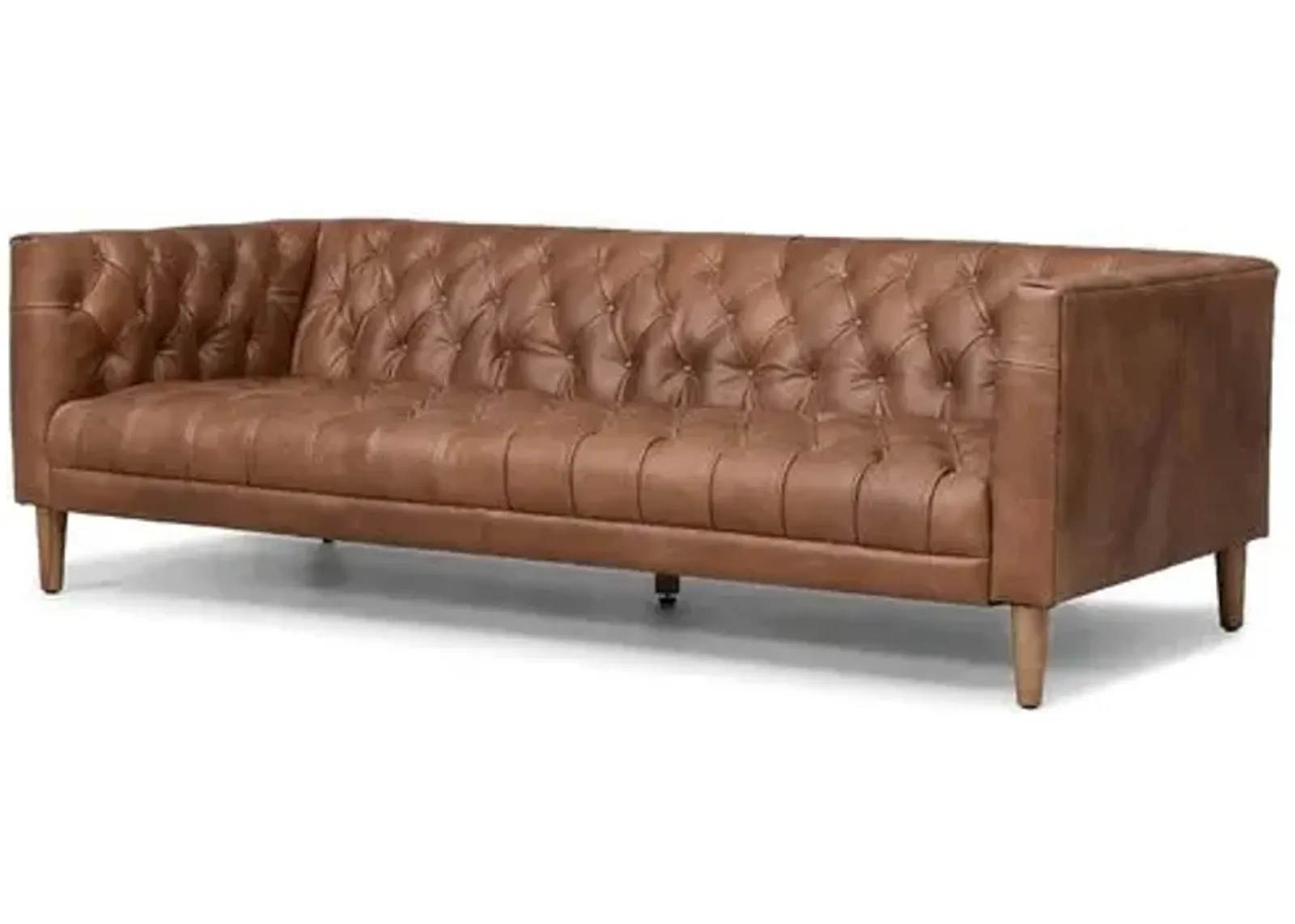 Sonia Leather Sofa - Chocolate/Weathered Oak