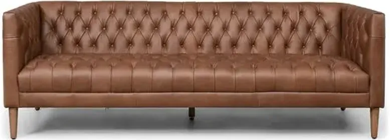 Sonia Leather Sofa - Chocolate/Weathered Oak