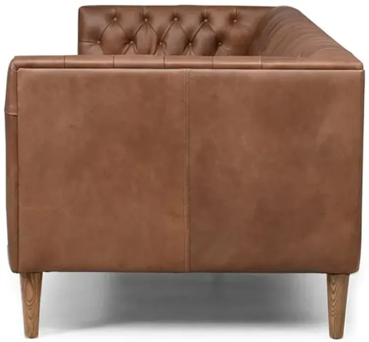 Sonia Leather Sofa - Chocolate/Weathered Oak