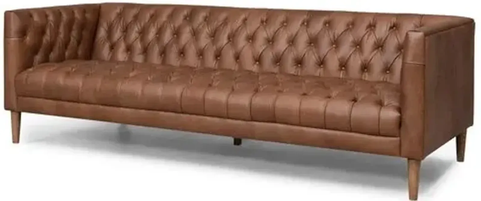 Sonia Leather Sofa - Chocolate/Weathered Oak