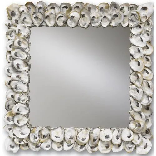 Oyster Shell Mirror - Natural - Currey & Company - Beige