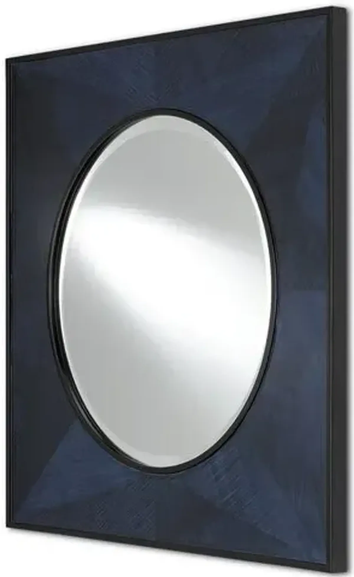 Kallista Wall Mirror - Dark Sapphire/Caviar Black - Currey & Company