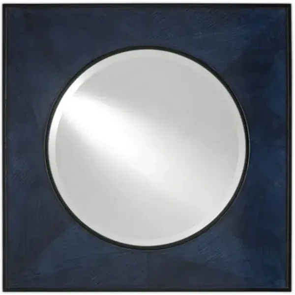 Kallista Wall Mirror - Dark Sapphire/Caviar Black - Currey & Company