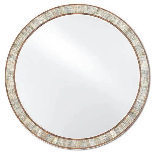 Hyson Round Mirror - Natural - Currey & Company - Beige