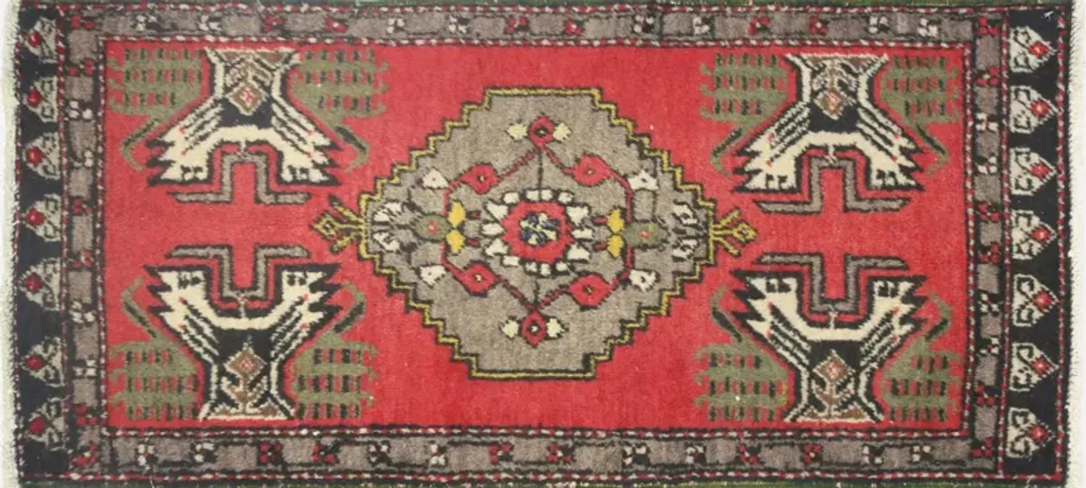 1960s Turkish Oushak Yastic - 1'8" x3'6" - Nalbandian - Red