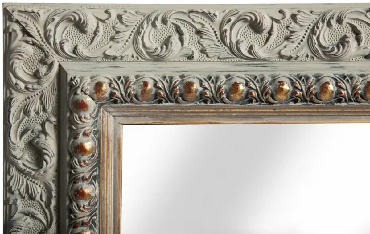 Victorian Style Mirror in Gray & Gold - Fleur de Lex Antiques - Silver