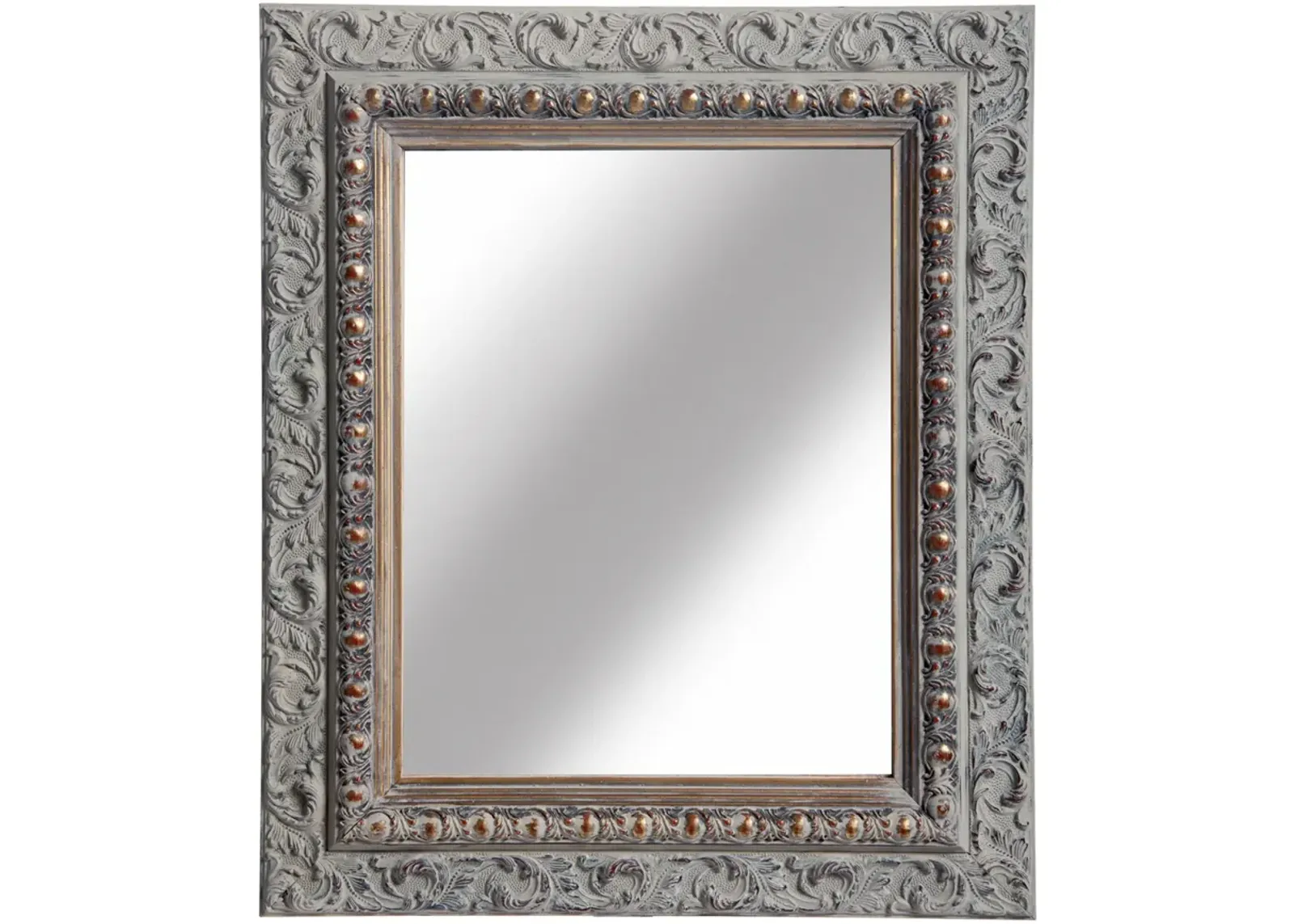 Victorian Style Mirror in Gray & Gold - Fleur de Lex Antiques - Silver