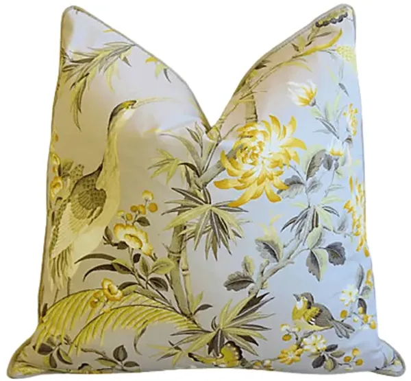 Chinoiserie Floral, Crane & Birds Pillow