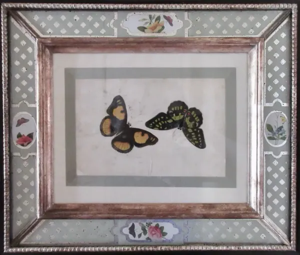 1800s Canton Watercolor w/Eglomise Frame - The Emporium Ltd. - Yellow