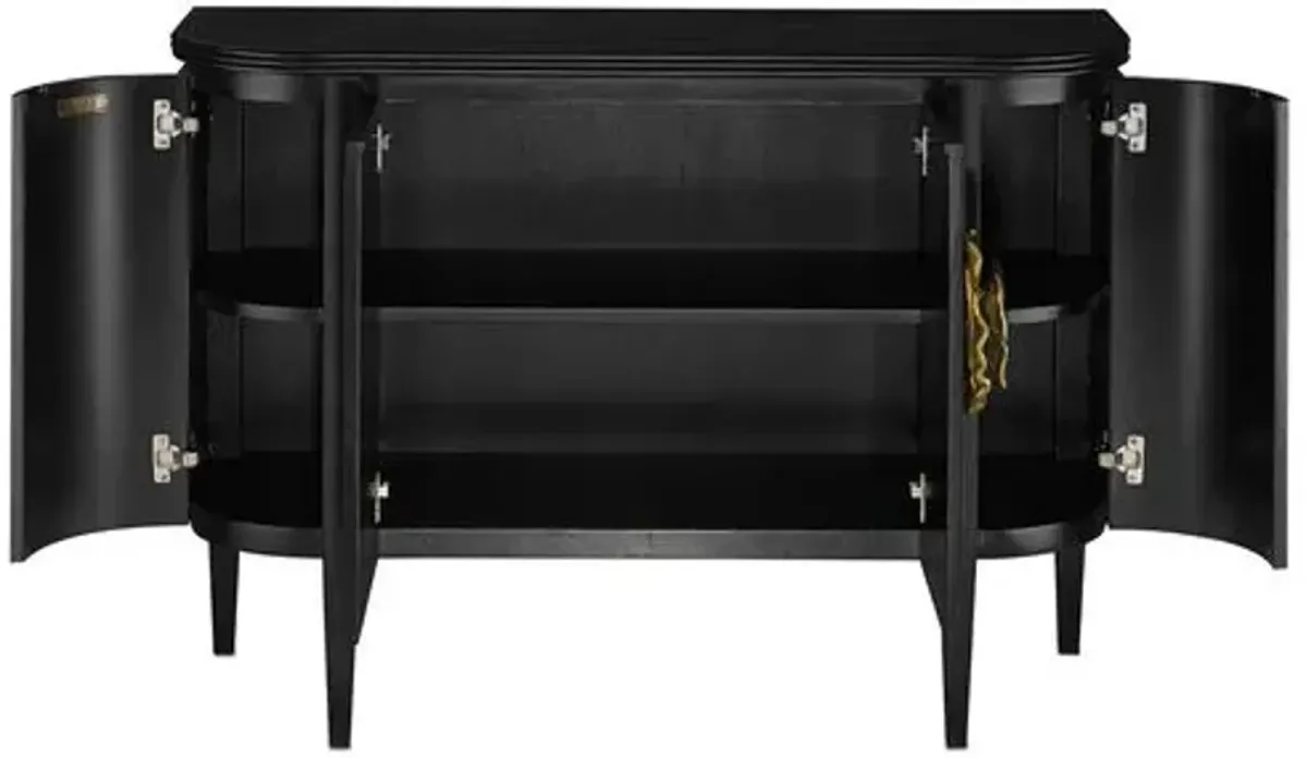 Briallen Demilune Cabinet - Caviar Black/Antique Brass - Currey & Company