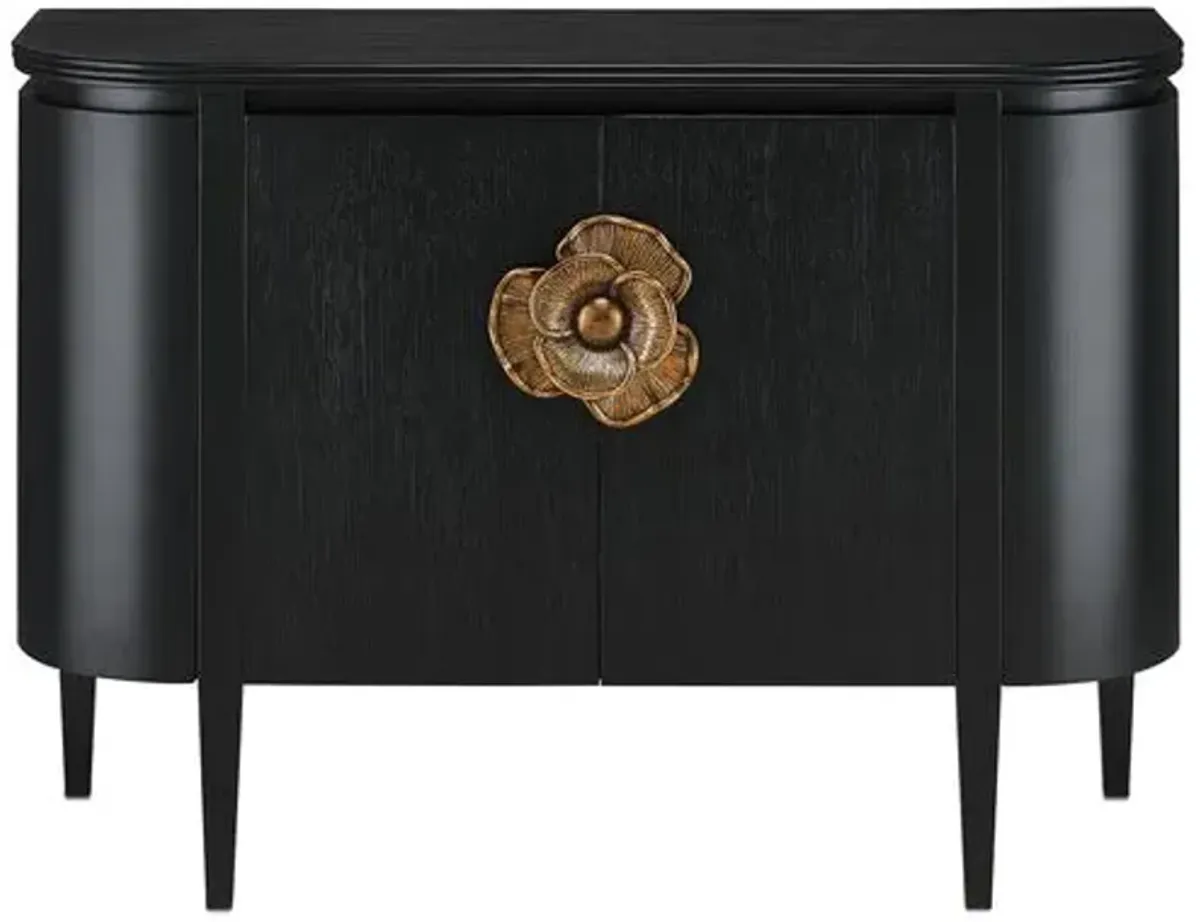 Briallen Demilune Cabinet - Caviar Black/Antique Brass - Currey & Company