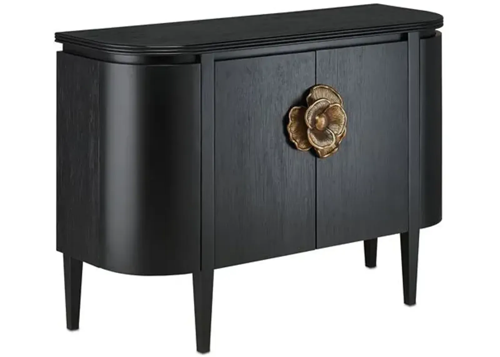 Briallen Demilune Cabinet - Caviar Black/Antique Brass - Currey & Company