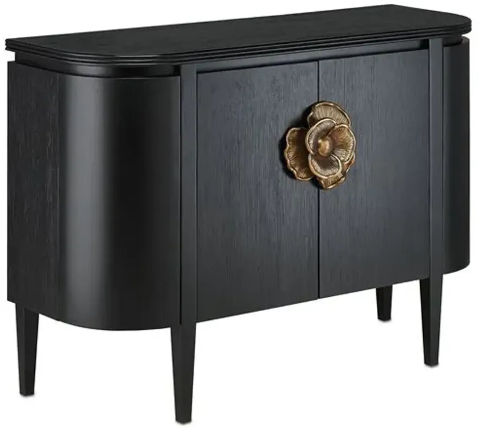 Briallen Demilune Cabinet - Caviar Black/Antique Brass - Currey & Company