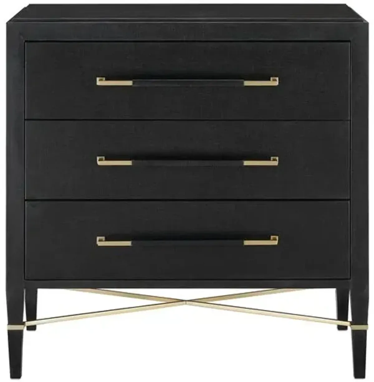 Verona Chest - Black Lacquered Linen/Champagne - Currey & Company