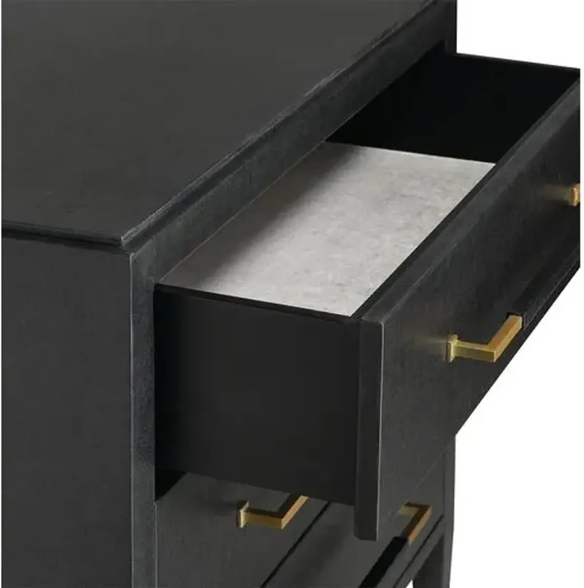 Verona Chest - Black Lacquered Linen/Champagne - Currey & Company