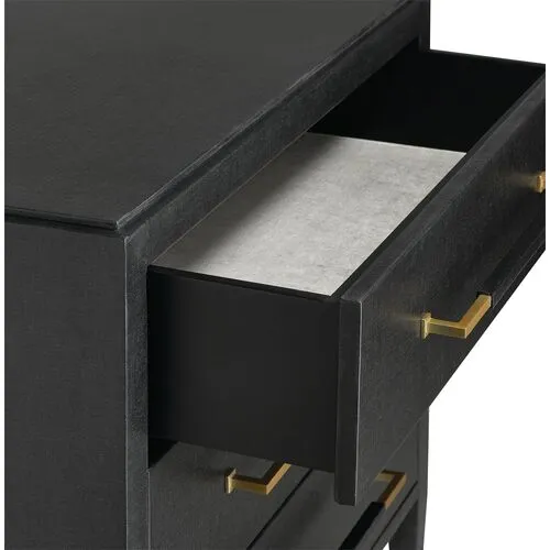 Verona Chest - Black Lacquered Linen/Champagne - Currey & Company