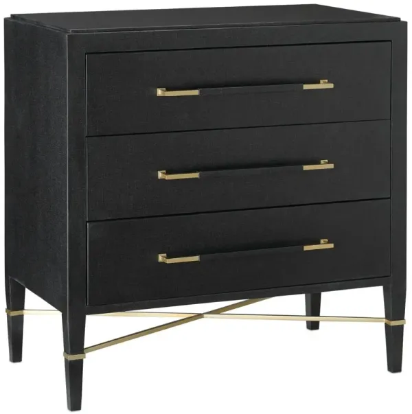 Verona Chest, Black Lacquered Linen/Champagne