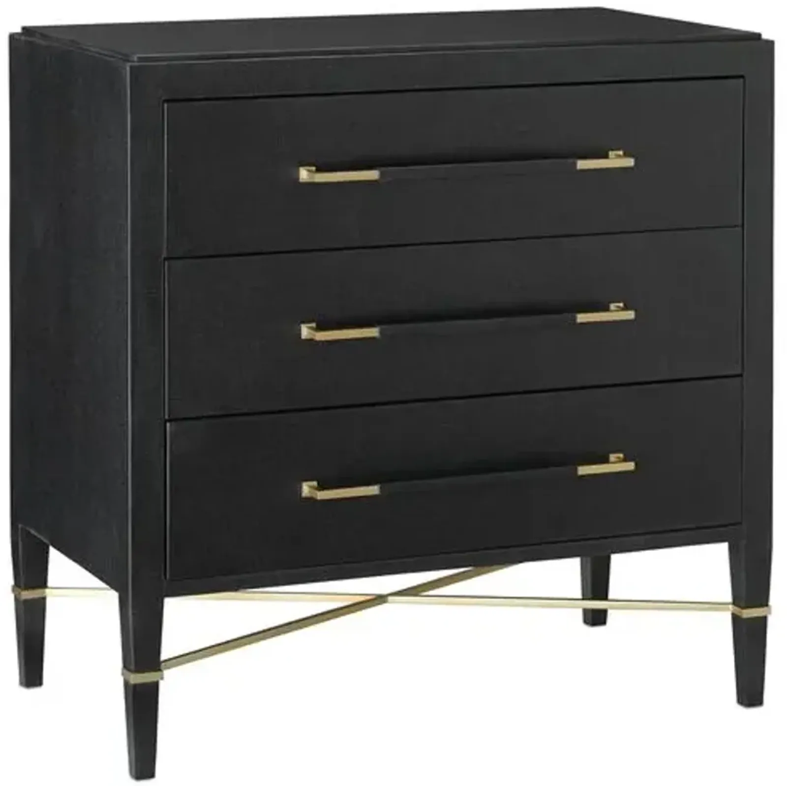 Verona Chest - Black Lacquered Linen/Champagne - Currey & Company