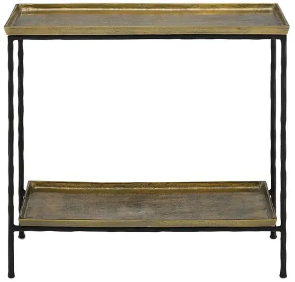 Boyles Side Table - Antique Brass/Black - Currey & Company - White