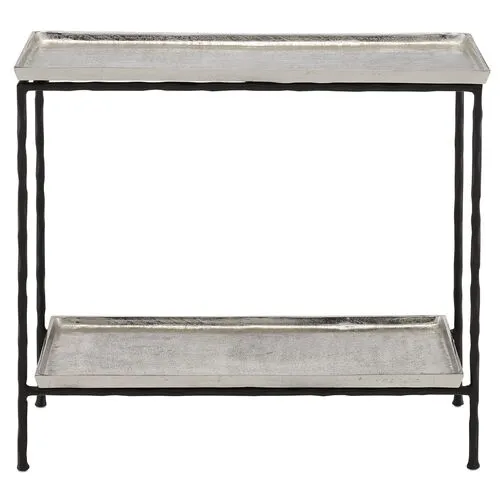 Boyles Side Table - Antique Silver/Black - Currey & Company