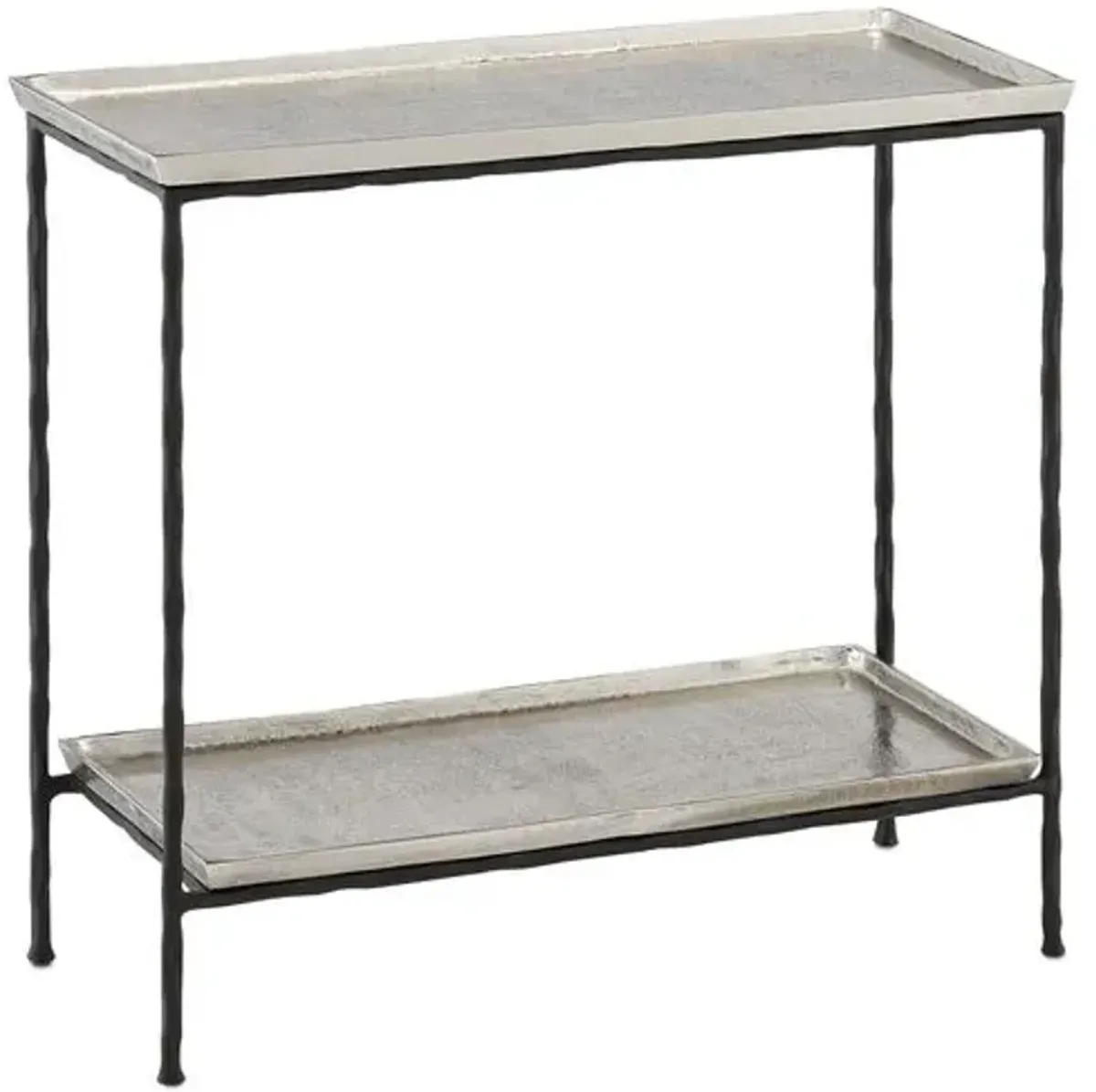 Boyles Side Table - Antique Silver/Black - Currey & Company