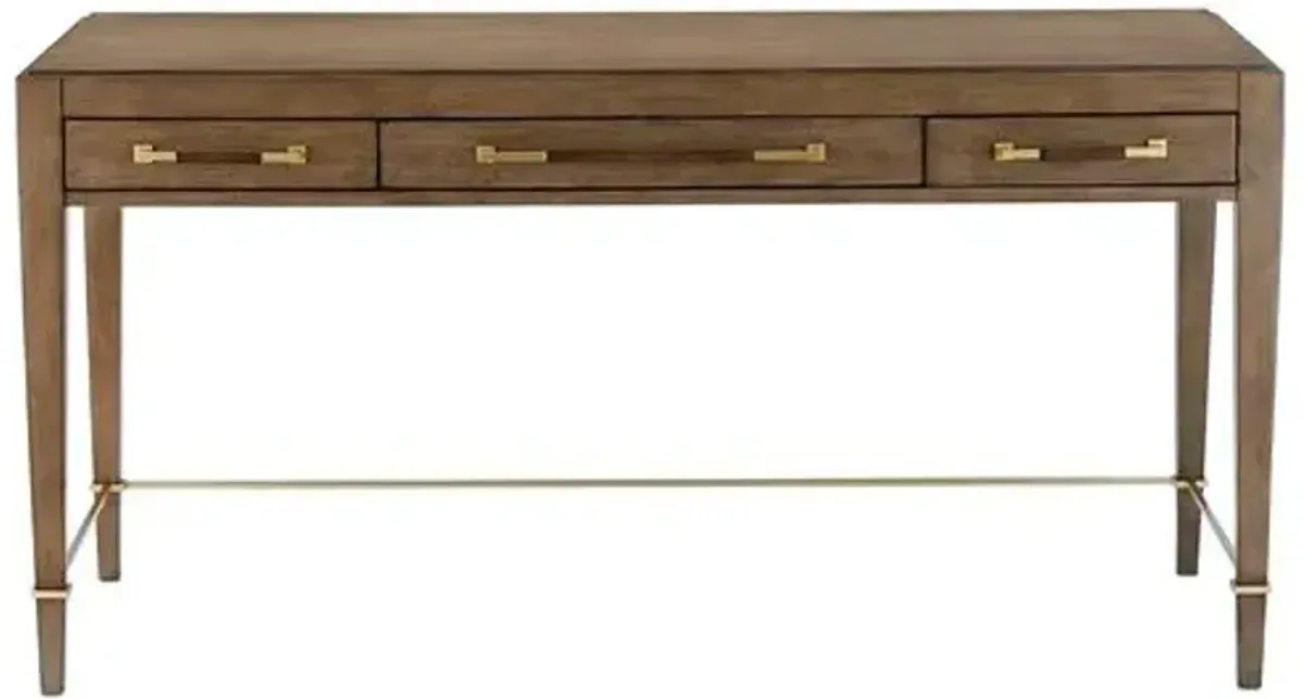 Verona Desk - Chanterelle/Brass - Currey & Company - Brown