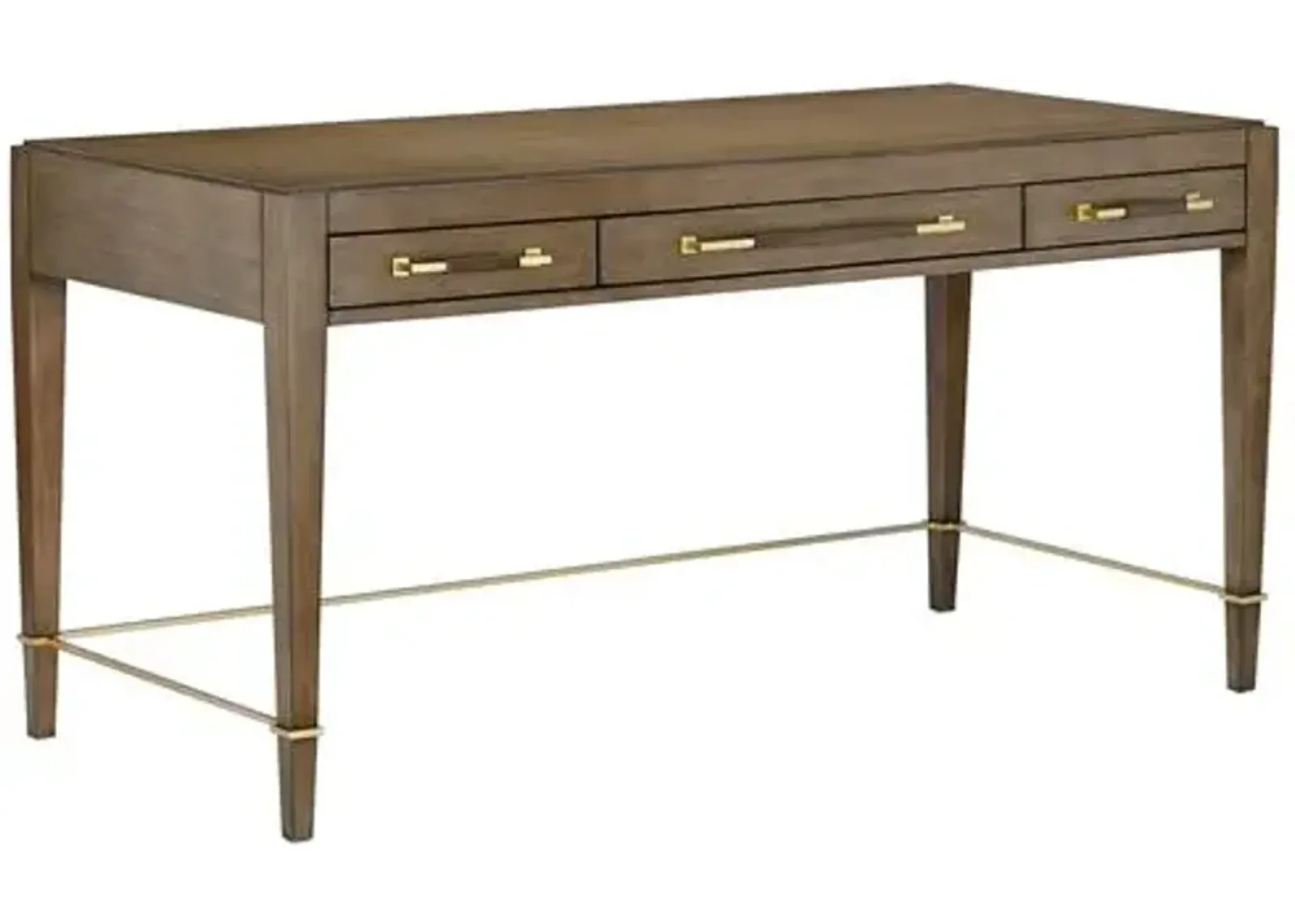 Verona Desk - Chanterelle/Brass - Currey & Company - Brown