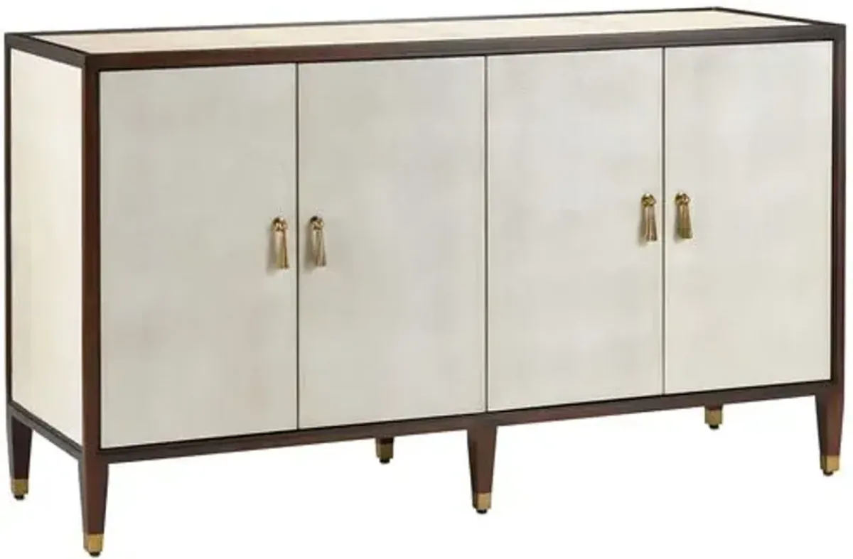 Evie Credenza - Ivory/Dark Walnut/Brass - Currey & Company