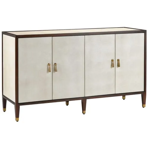 Evie Credenza - Ivory/Dark Walnut/Brass - Currey & Company